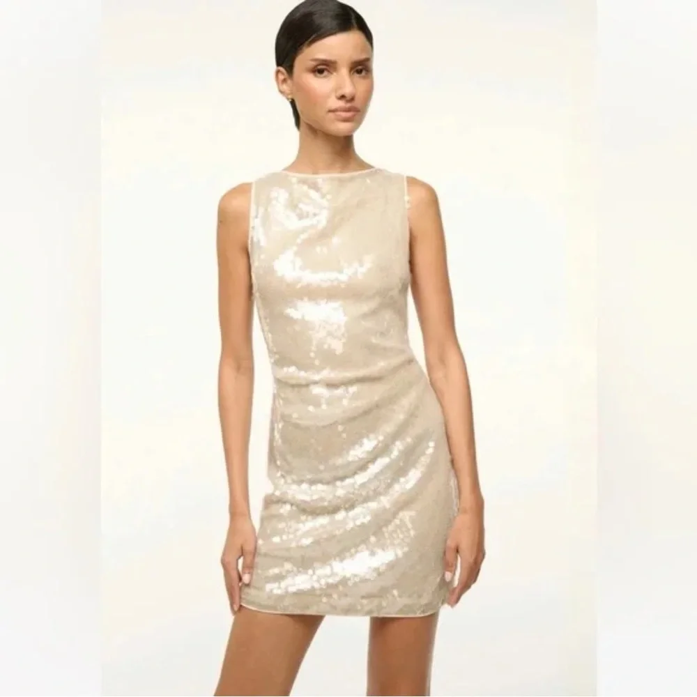 STAUD Eton Sequin Mini Dress in Moon Size XS - Picture 3 of 12
